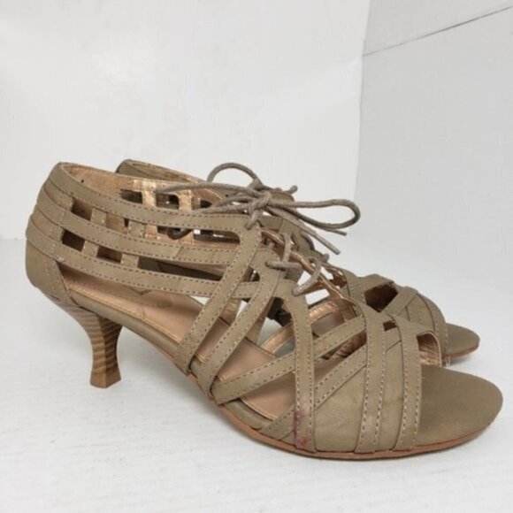 M. Patrick Tan Open Toe Lace Up Heels Sz 7.5 - Picture 5 of 9